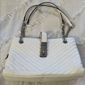 Guess White Chevron Shoulder Bag